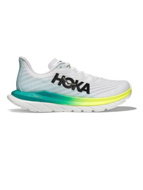 Hoka Shoes - Hoka One One Women’s 'Mach 5' Running Sneakers in White/Blue Glass Size 9